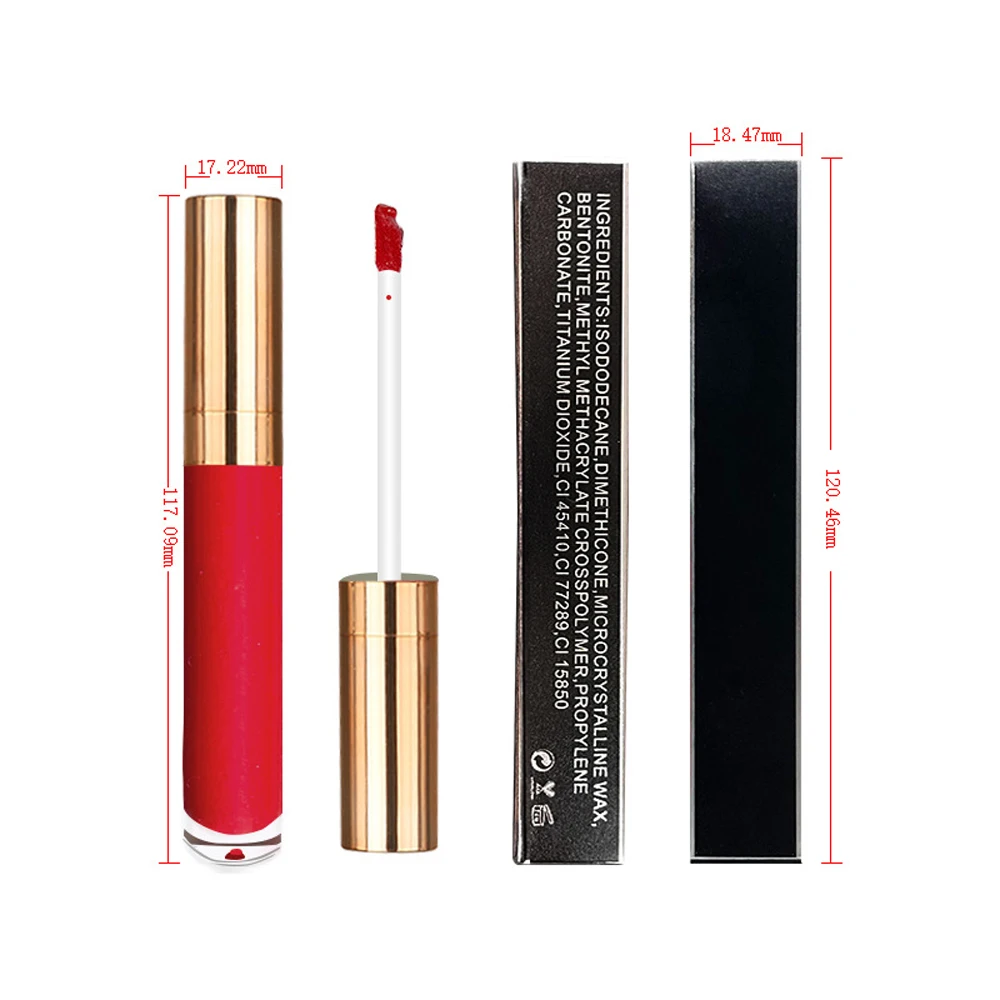 

Private Label Custom Bulk 24-Color Matte Non-Stick Cup Rose Gold Round Tube Waterproof Lip Gloss Makeup