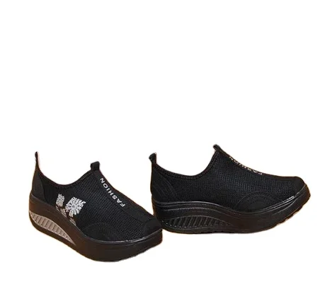 

Womens Flat Slip On Shoes Sock Sneakers Platform Black Ballet Shoes Lady Casual Dance Shoes Mocasines Mujer, 2color