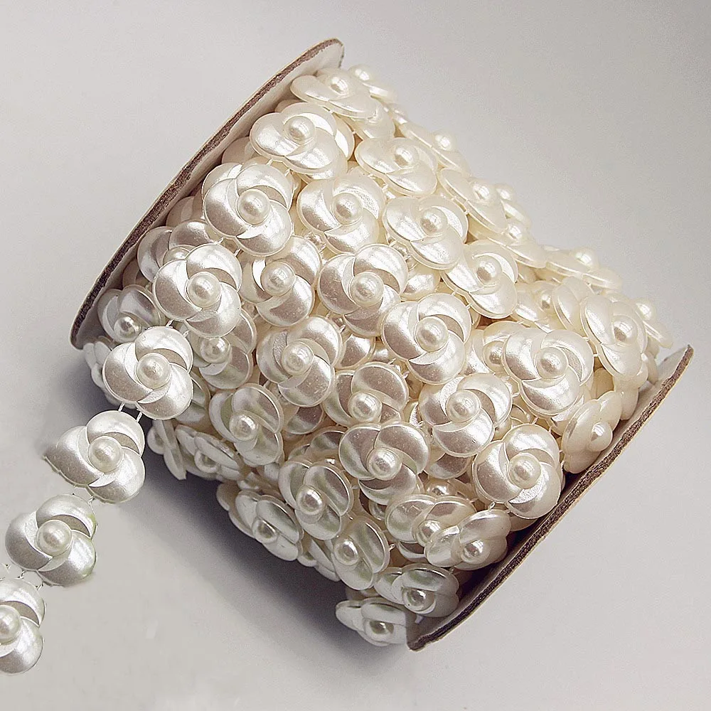 Diy Shoes Buckle Accessory Pearl Trim Wedding Dress Decor Textile Headband Making Beige Plastic Sunflower Beaded Lace Trimming