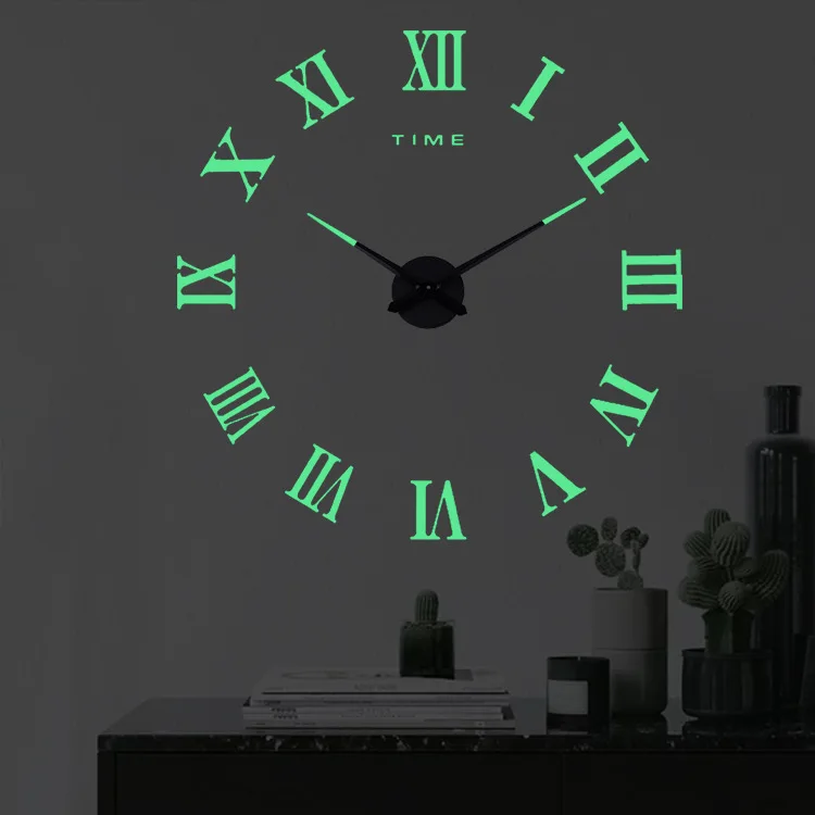 
Modern Home Decoration Luminous DIY Wall Sticker Clock 3D Acrylic Mirror Large Oversized 
