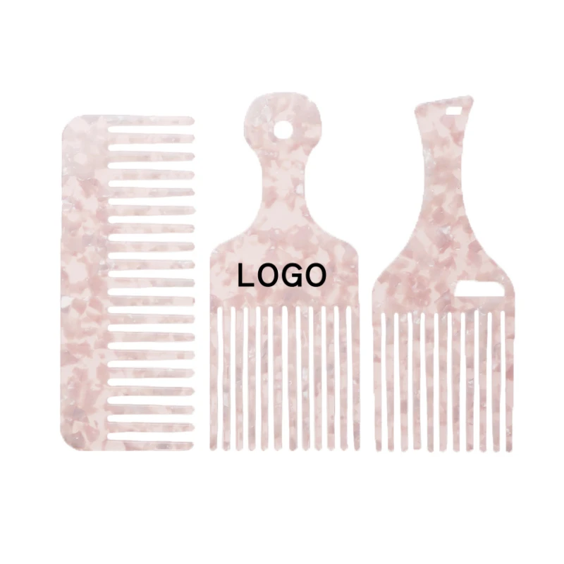 

acetic acid comb marble blush pink hairdressing wide tooth afro pick comb for women