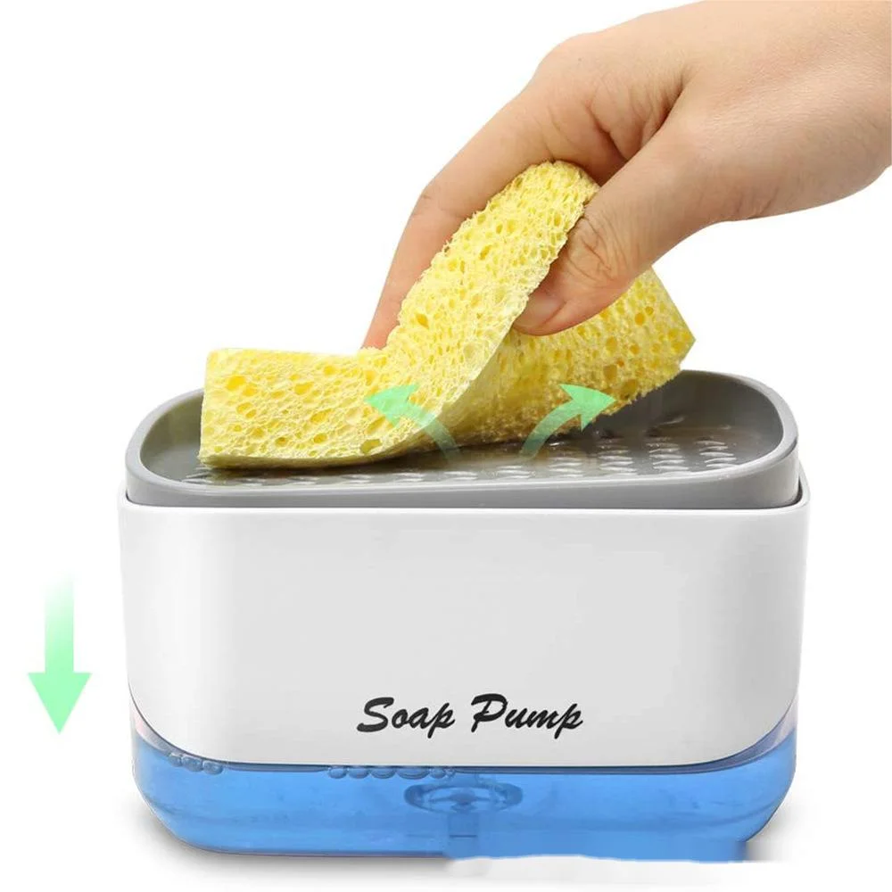 

accesorios de cocina 2 in1 Dishwashing sponge holder soap dispenser kitchen soap dispenser sponge pump liquid Soap Dispenser