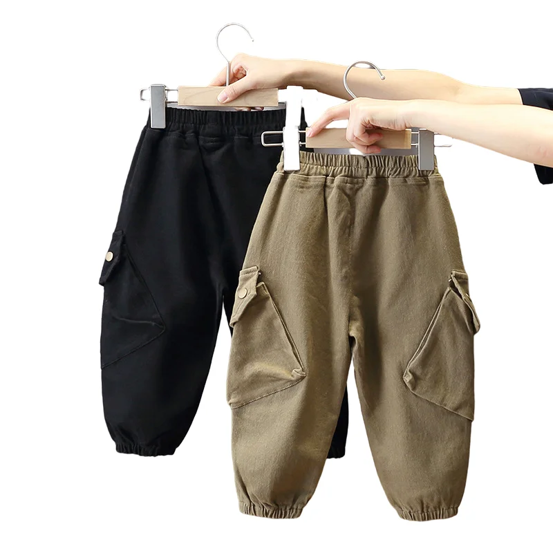 

Customized Sweatpants Cotton Baby Ruffled Pants Solid Casual Toddler Boys Fall Sport Jogger Sweatpants Children Trouser