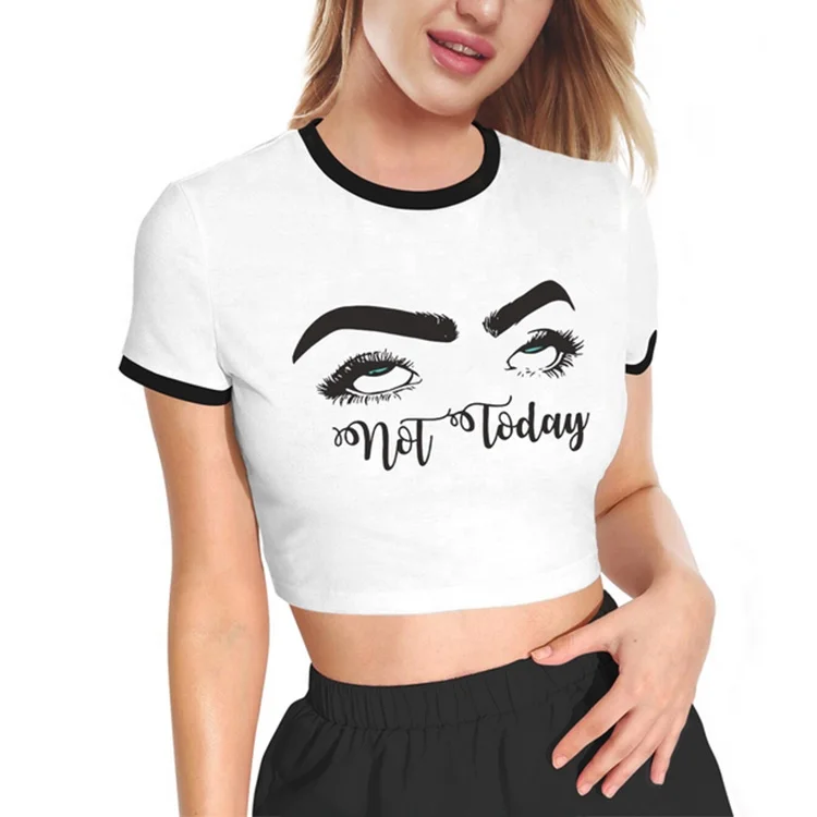

Fitness Sexy Crop Running Sportswear Custom Printed T-Shirts Women