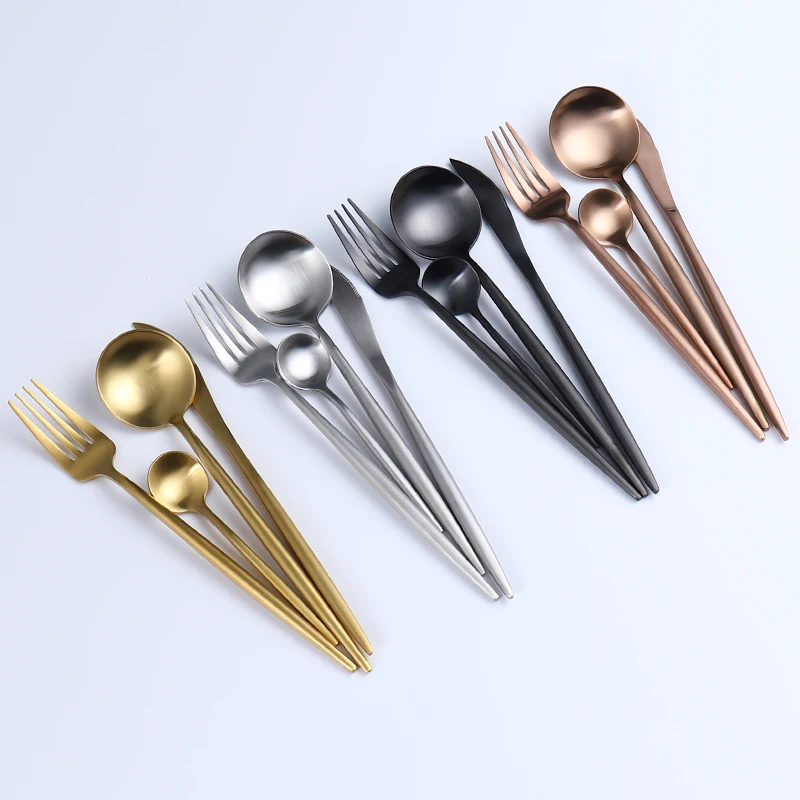 

High Quality Stainless Steel Flatware Titanium Matte Wedding Gold Cutlery, Silver,gold,rose gold,black