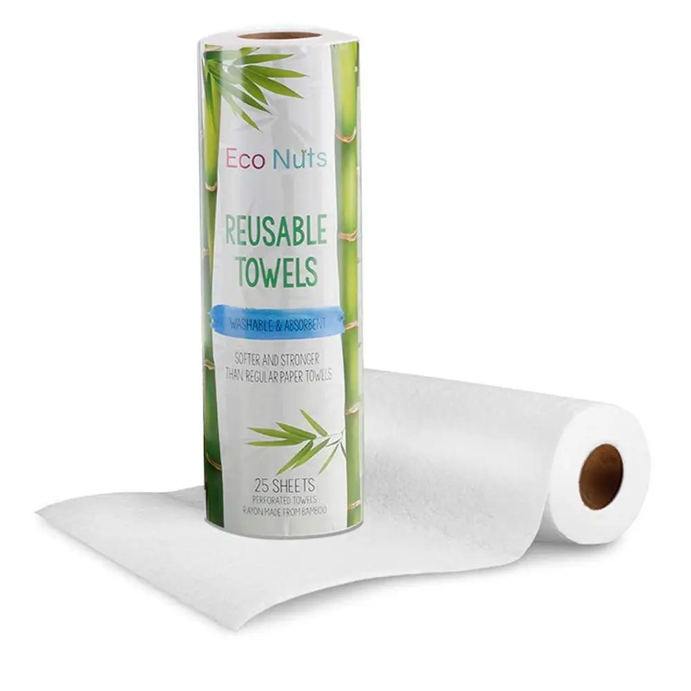 

Wholesale 100%Biodegradable Reusable Bamboo Kitchen Dish Cloth Paper Towel Roll Organic Washable Dish Cloths Clean Washing Towel, White