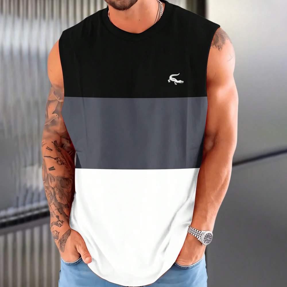 Factory Promotional Apparel Stock Casual Sports Fitness Vest 180g Breathable Quick-drying Polyester with Printing