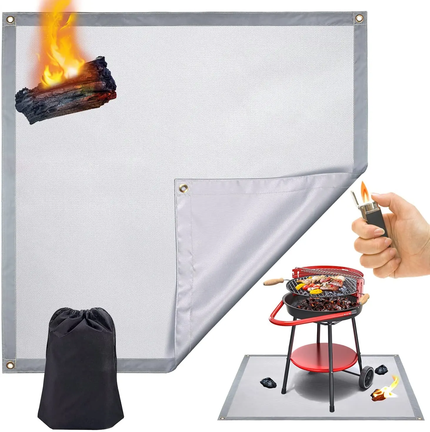 

High Reflective edging 40*40 inches Fireproof Square Outdoor Patio Stove Fire Pit Mat