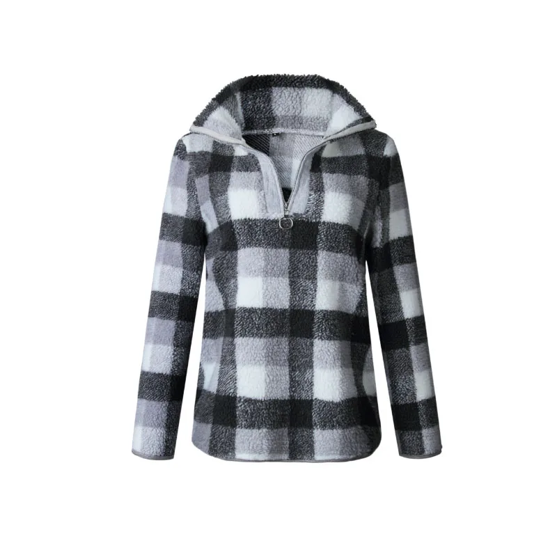 

New Arrival Personalized Monogrammed Winter Female Plaid Sherpa Coat, As picture show, customized