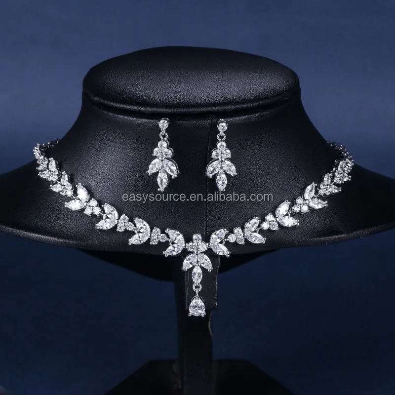 

RE3666 Stunning Zircons Necklace and Earrings Wedding Necklace Jewelry Sets For Bridal Evening Gift