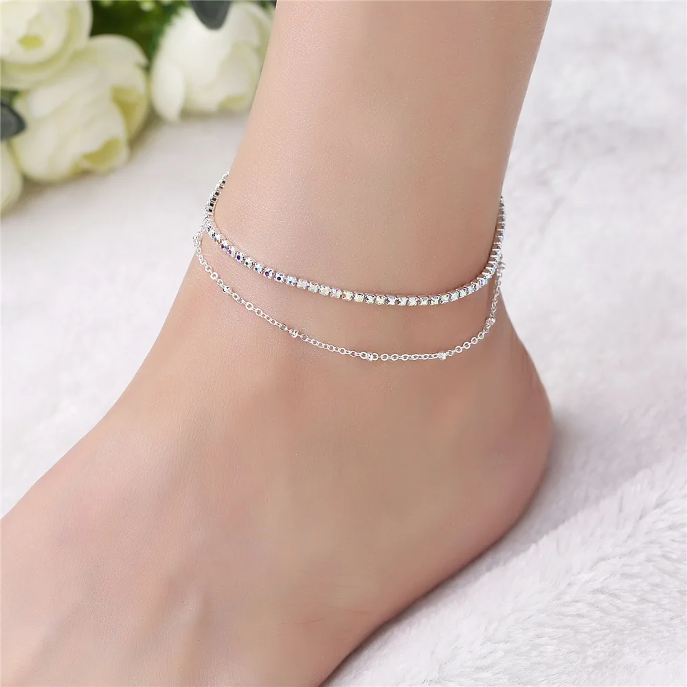 

Simple Two Layer Women Bracelet Anklets For Women 925 Sterling Silver