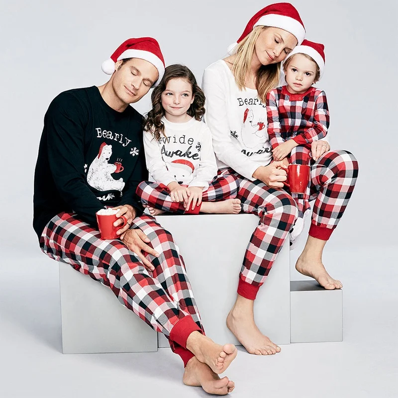 

Matching Family Christmas Warm Kids Pajamas Wholesale Children Winter Couple Warm Living Room Sleepwear, Picture shows