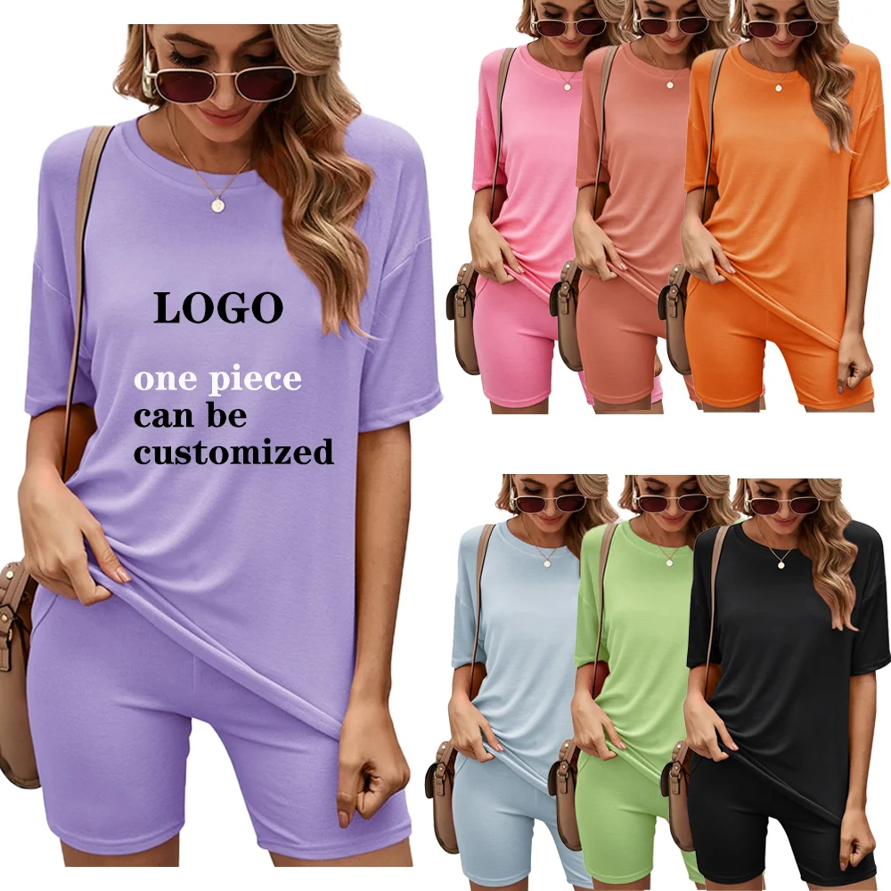 

Free Sample 2021 Summer Custom Stylish Clothing Loungewear Women Sets Biker Shorts Outfits Skims Lounge Wear 2 Piece Short Set