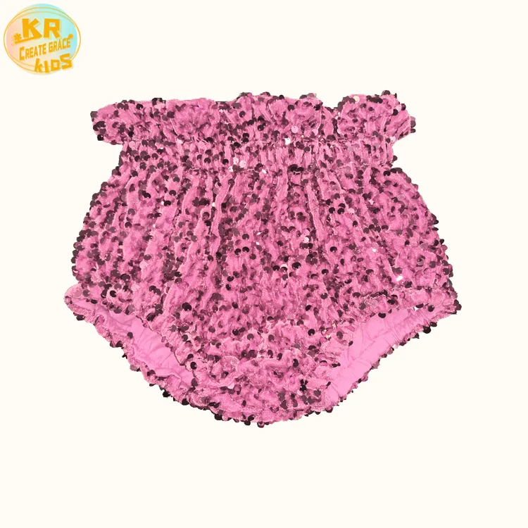 

Boutique Baby Girl Fashion Clothing Pink Sequin Fabric Kids Clothes Girls' Shorts For Summer, Custom color
