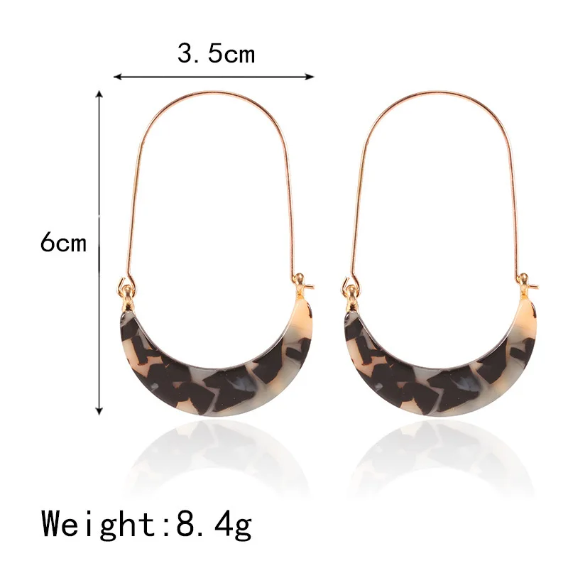 

European Best Selling Gold Plating Resin Acrylic Earrings Tortoise Shell Acetate U Shape Earrings For Girls