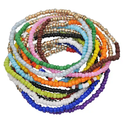 

Fashion Boho Multilayer Elastic Rope Bracelet Colorful Beaded Bracelet Set For Women, Picture shows