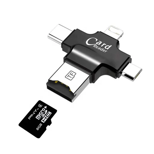

Hot selling 4 in 1 cross USB OTG cell phone Card Reader for mobile phones notebook tablet Desktop PC, Black,white