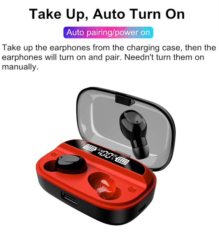 C9 Bluetooth Earphones Stereo Music Wireless 5.0 Headsets Led Display