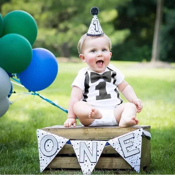 

Baby Boys Clothes For One Year Old Boy Birthday Romper Toddler1 Year Summer Costume First birthday suit for baby