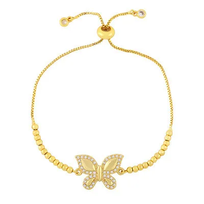 

Fashion Luxury Copper Bracelet For Women With Adjustable Zircon Butterfly Beads Chain Bracelets Personality Students Jewelry, As pic