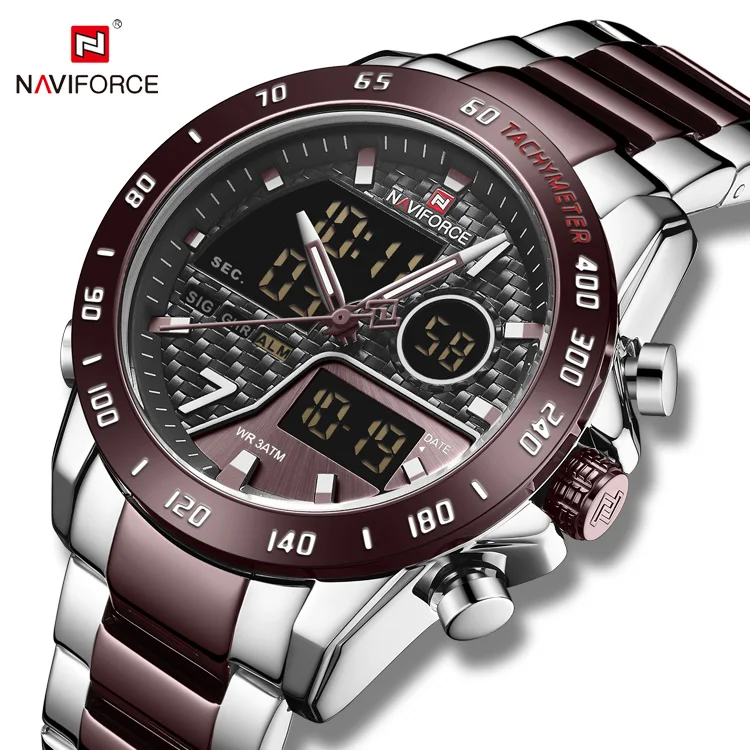 NAVIFORCE 9171 Luxury Brand Quartz Analog LCD Digital watches men wrist 2020 Relogio Masculino