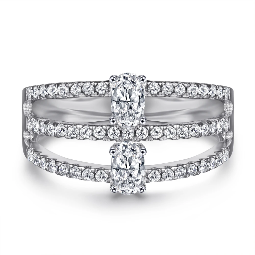 

SKA TL-494 Light Hollow Out Ring Drop Shaped Diamond CZ Zircon Silver 925 Ring Pear Shaped Gem Princess, Picture