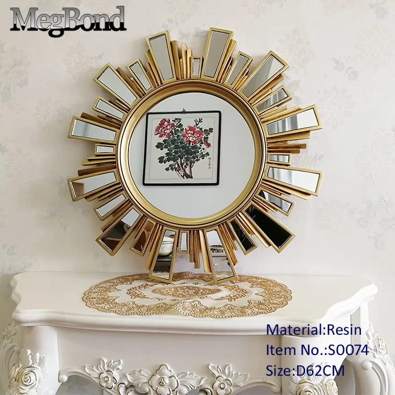 

Resin sun shape mirror for living room decorative
