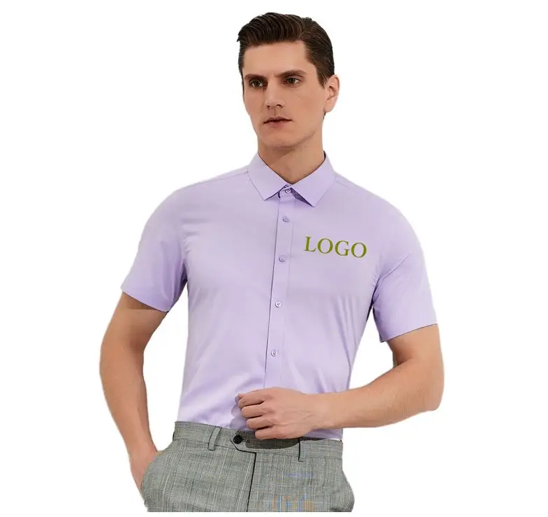 

stock available high end 50s double yarn natural bamboo fiber fabric non iron men business shirts