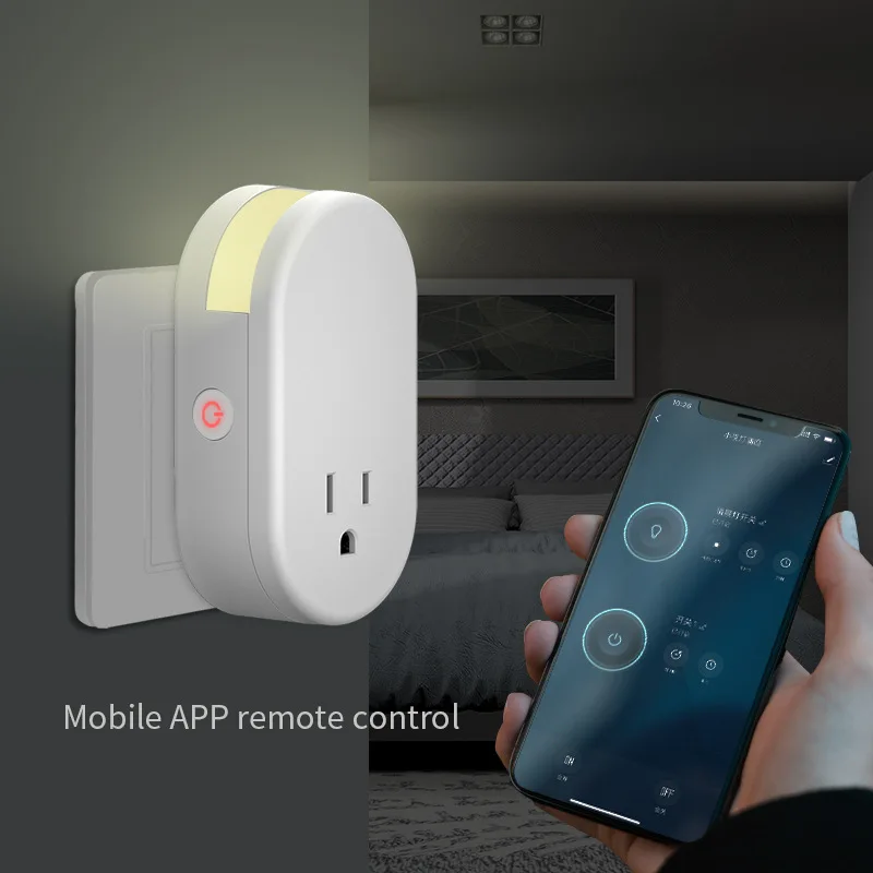 

smart plug wifi wall sockets max 16A US type plug with dimmable night light control by alexa, White