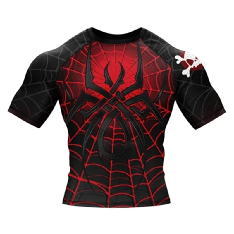 

Spider Designs Men Rashguards Muscle Tee Tops for Men Ninjia Jitsu Turtles Men BJJ MMA Tee, Black/red