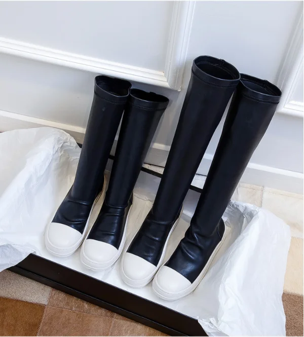 

New Plus Size Women's Boots and High Knee Boots Versatile Simple Thick Bottom Elastic Down PU Boots