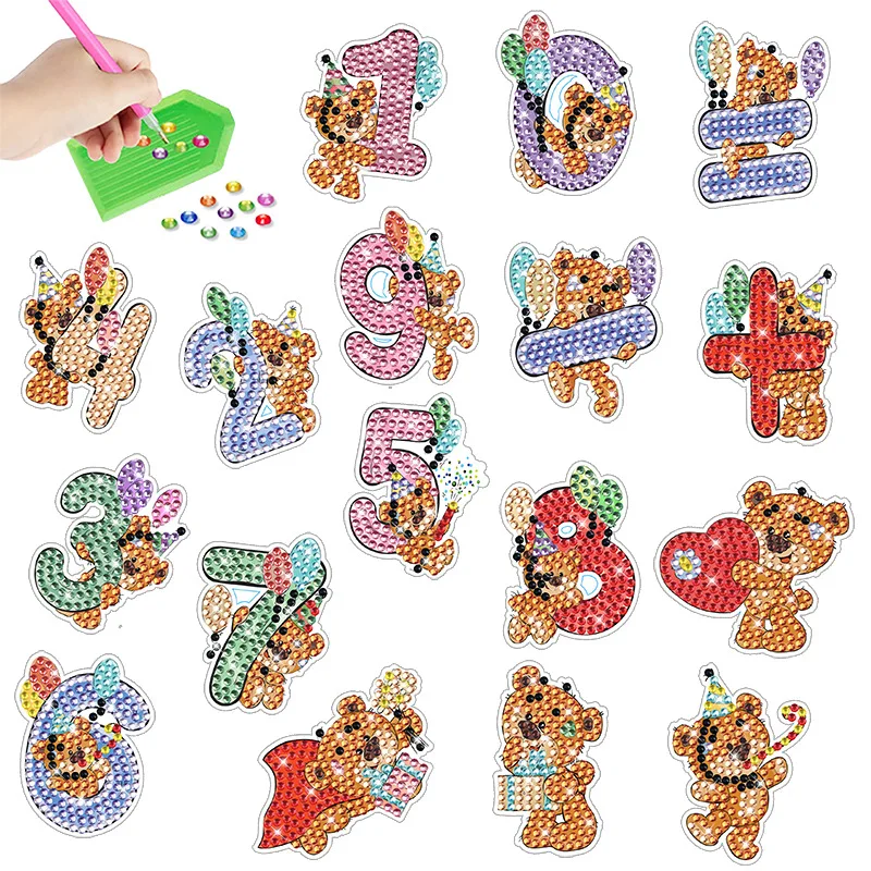 

Animal Kids Diamond Painting Stickers Kit DIY Stickers Arts Cartoon Diamond Painting by Numbers Arts Children Toys Gift Kit