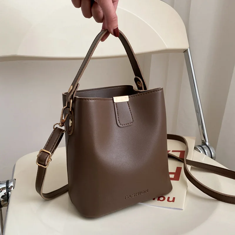 

JOWYAR Women PU Leather Bucket Bag Large Capacity Crossbody Bag Simple Solid Color Lady Handbag Daily pouch