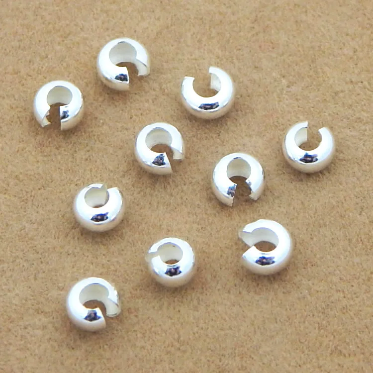 

925 Silver Round Covers Crimp End Beads Dia 3/4/5 mm Stopper Spacer Beads For DIY Jewelry Making Findings Supplies