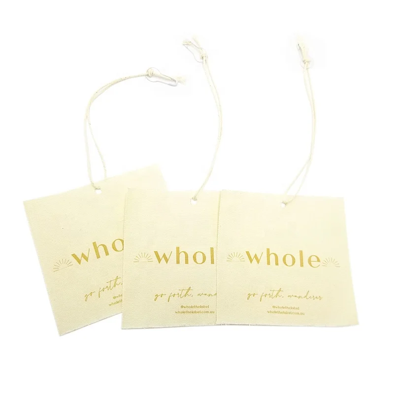 

Custom clothes high quality canvas or cotton fabric hang tags, Cmyk
