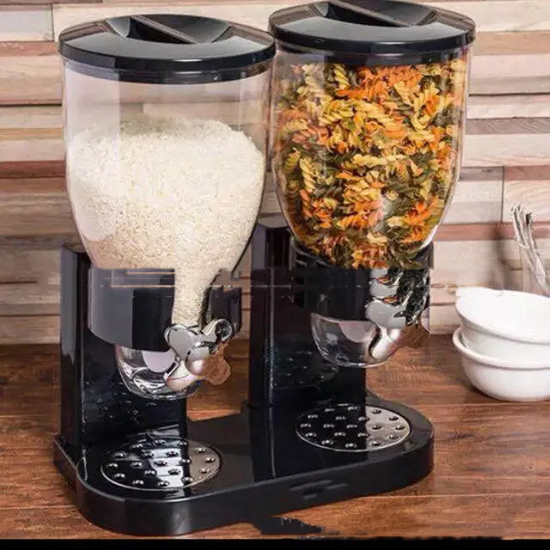 

Fashion High Quality Double Bulk Cereal Dispenser Dry Food Cereal Dispenser, White