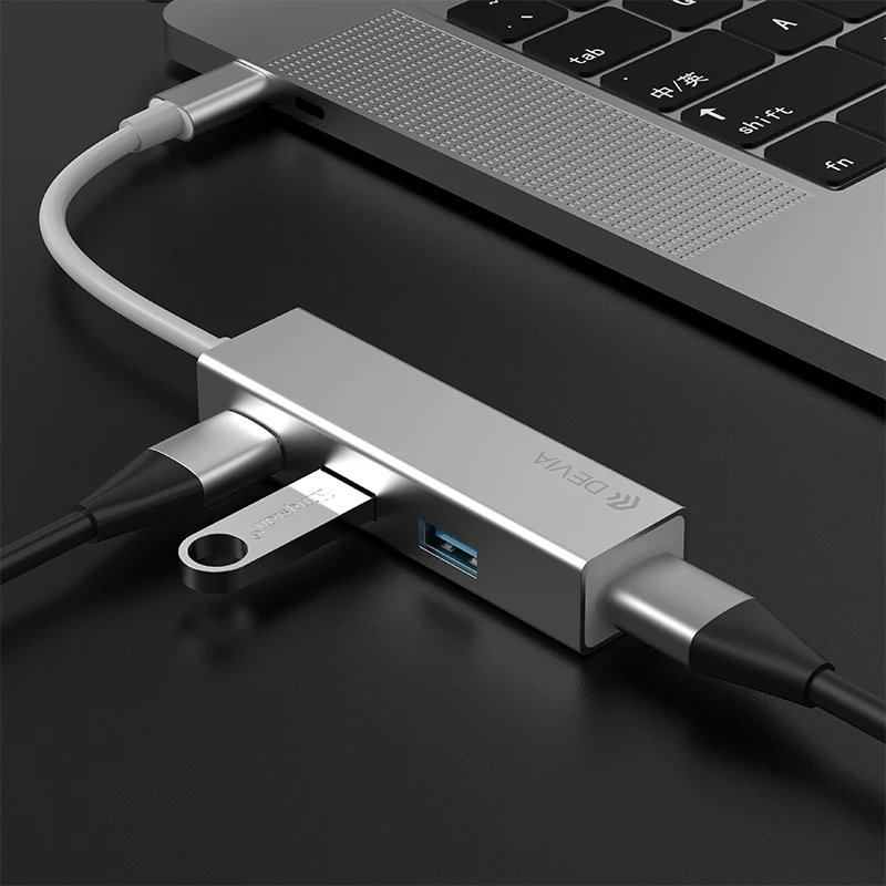 

Devia Type C 4 in 1 USB HUB With USB 3.1 Type C to USB 3.0 Adapter, Silver