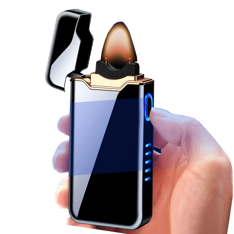 

Powerful Metal USB ARC Lighter Rechargeable Flameless Windproof Plasma Cigarette Cigar Lighter custom Logo Best Gift For Man, 8 colors