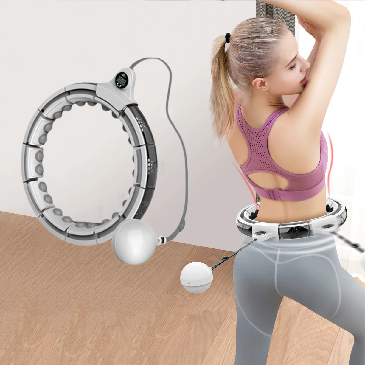 

Home slimming hula hoops detachable adjustable glides smoothly spining weight loss hula hoops LED screen hula hoops