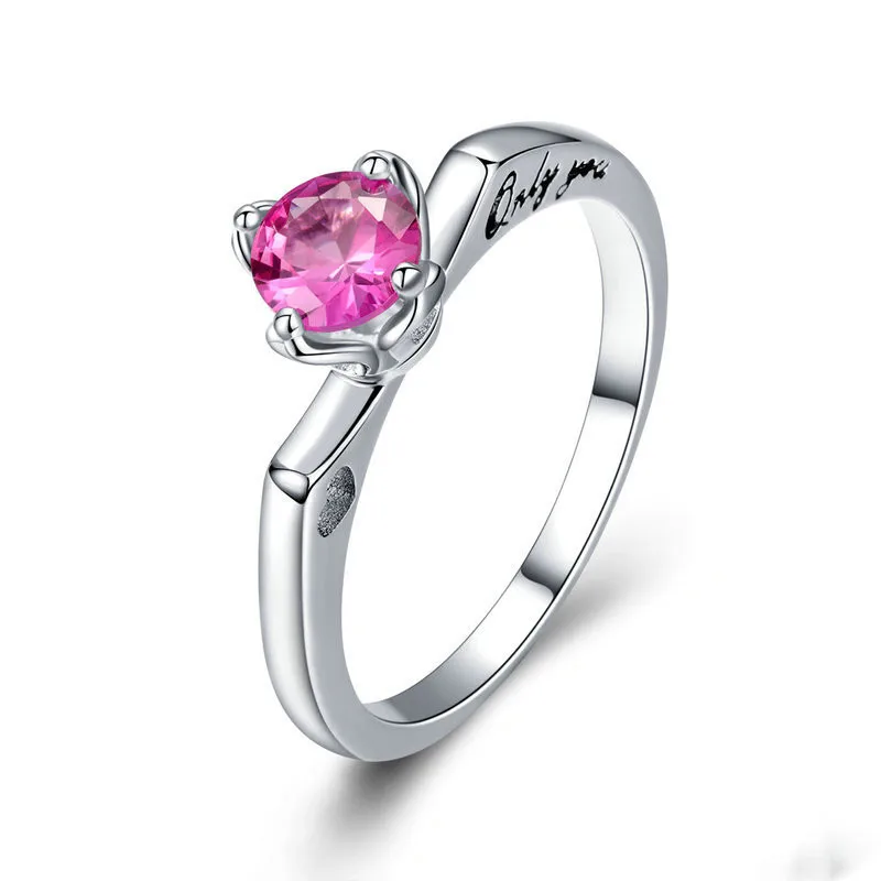 

Original Contracted Pink S925 Silver Fashion Unique Diamond Ring For Girls