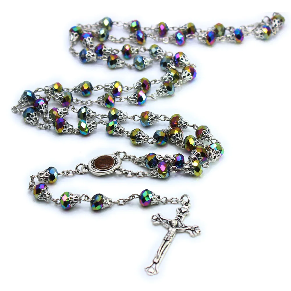 

Jesus Cross Necklace Religious Supplies Crystal Rosary Jerusalem Religious Necklace, Picture