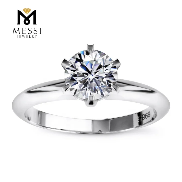 

MS-058 Messi Jewelry simple 18k real gold 1 carat moissanite women ring jewelry