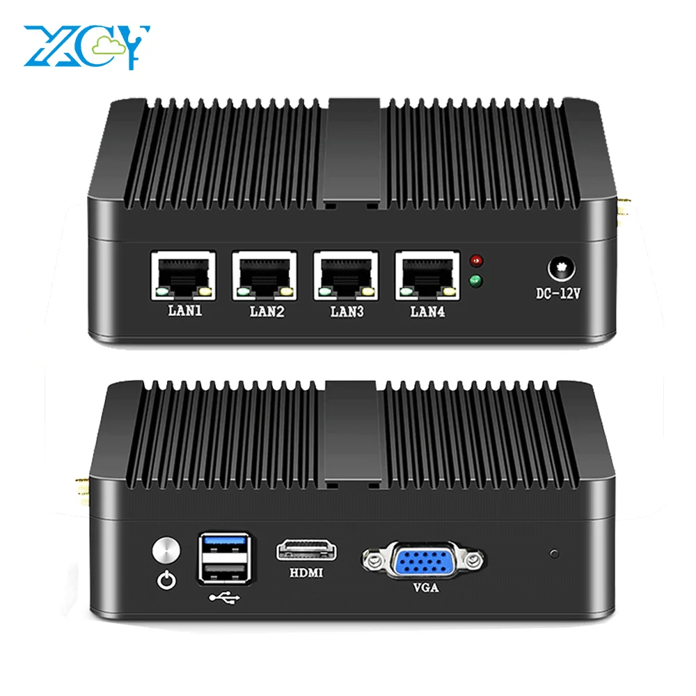 

PFsense Gateway Firewall Router Mini PC Fanless Industrial Computer In-tel N2830 4 Nic Ethernet Lan Ports Linux Network Server