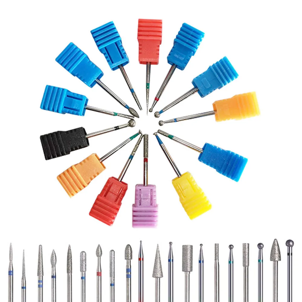 

High Quality Nails Flame Diamonds Pedicure Bit Barrel Cuticle Clean Nail Drill Bits Diamond, Rainbow