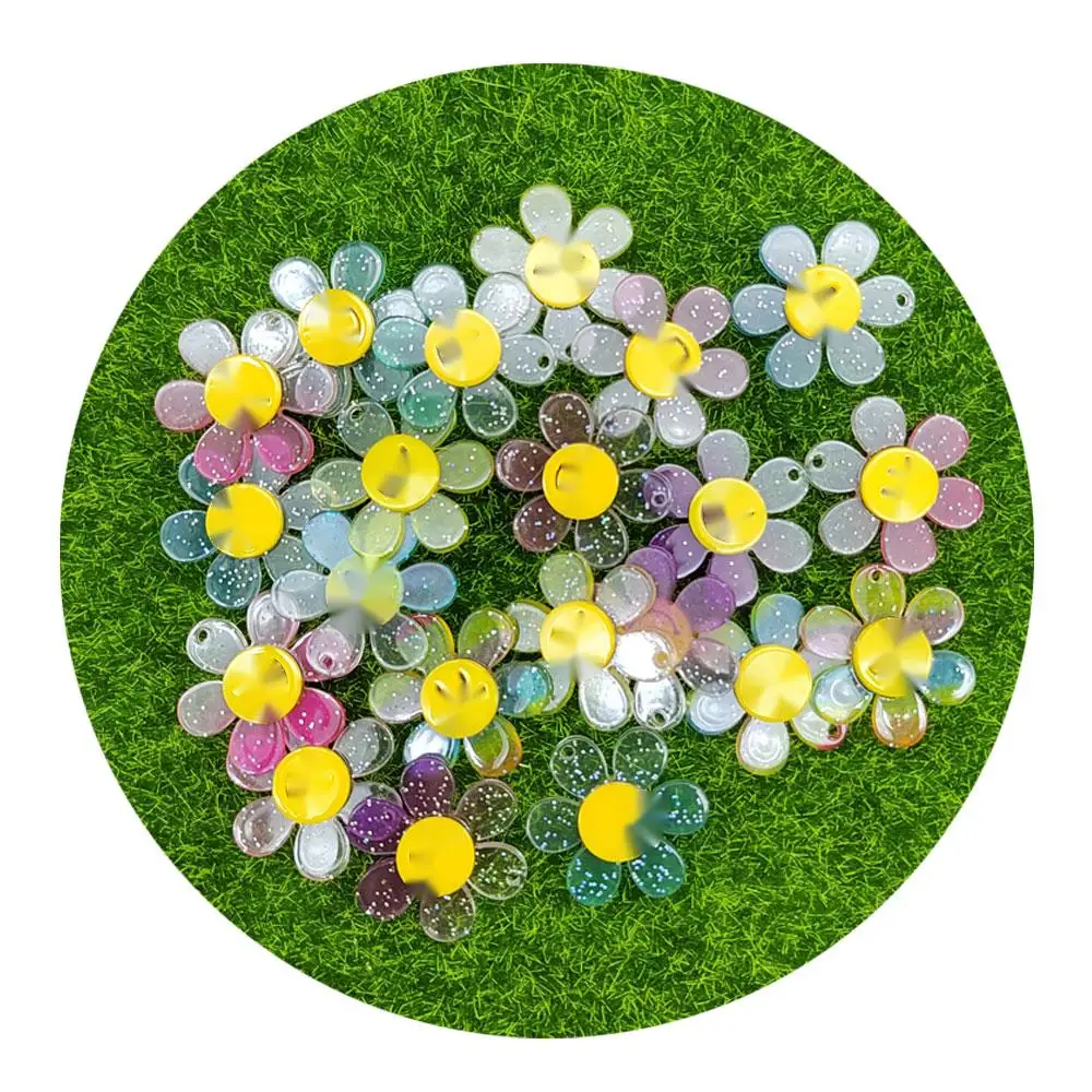 

30mm 45mm Korea Japan DIY Clear Smile Face Flower Sunflower Smiley Resin Charm Pendant For Necklace Jewelry Making Accessories