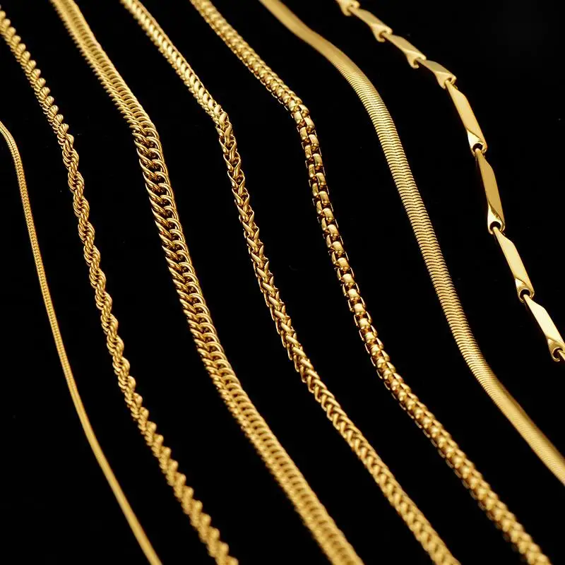 

Wholesale Rope Snake Figaro Chain Bracelet Necklace Stainless Steel Custom 18k Gold Plated Minimalist Neck Jewelry for Man Women