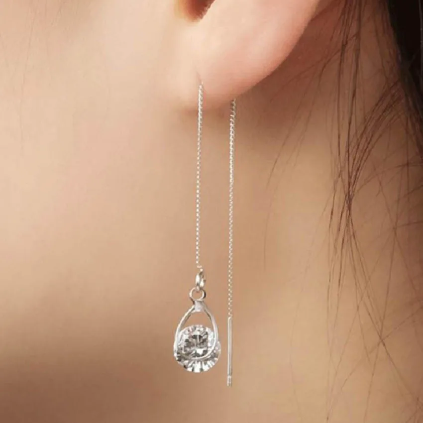 

20184-8 Korea Fashion Zircon Water Drop Tassel Earrings