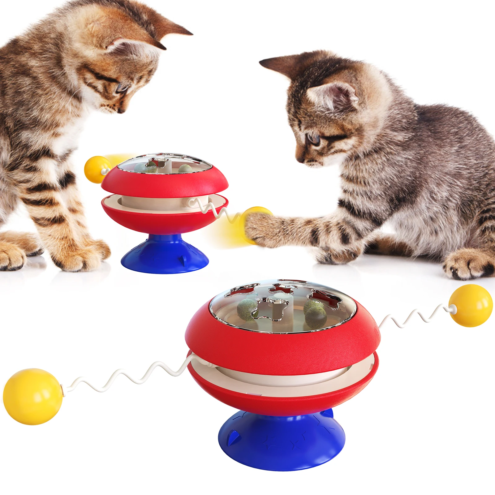 

Hot Selling Pet Toys Windmill Spring Ball Powerful Interactive Puzzle Training Turntable Scratching Whirling Cat Toy, Picture shows