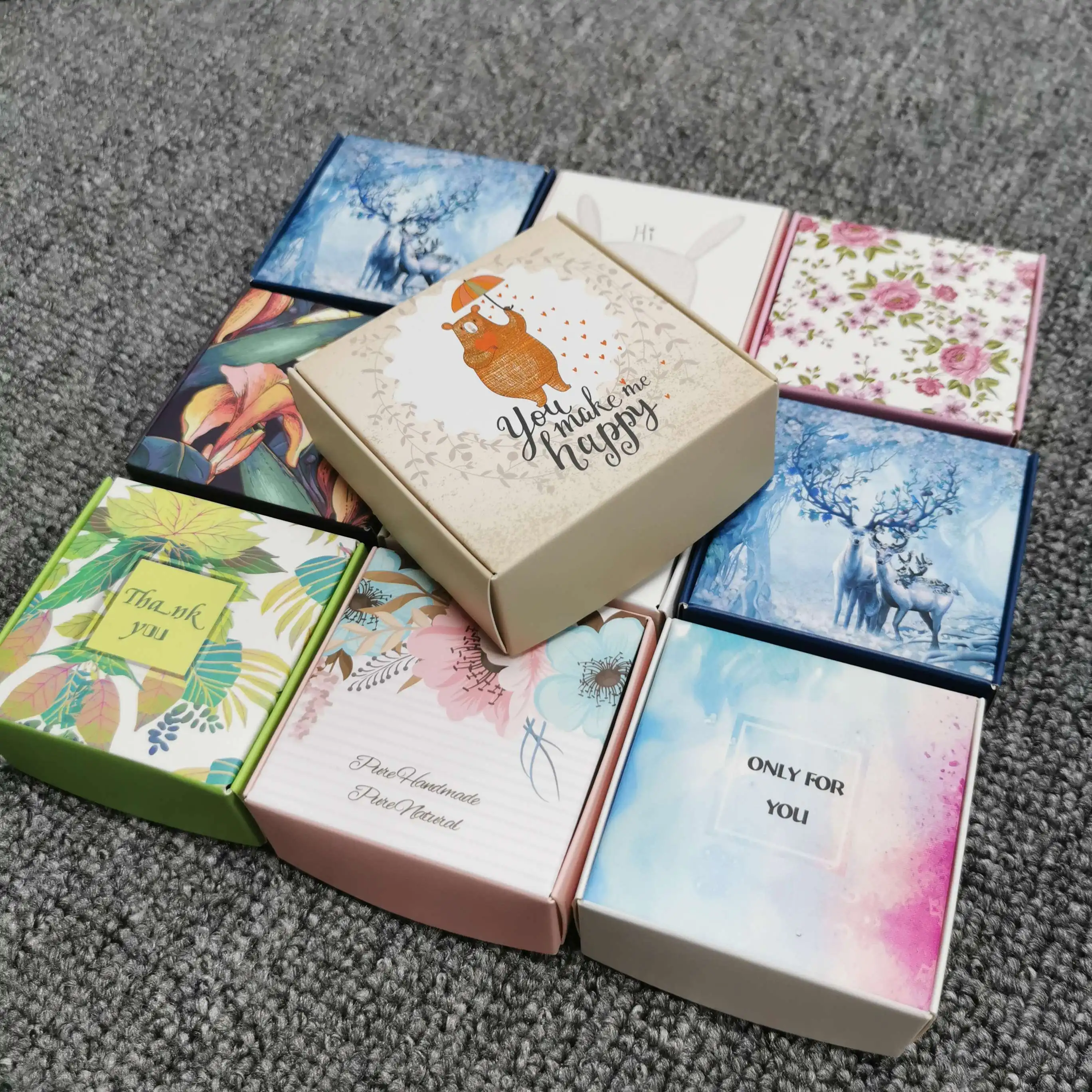 

Packaging custom gift cosmetics boxes small batch skin care products carton design and printing.