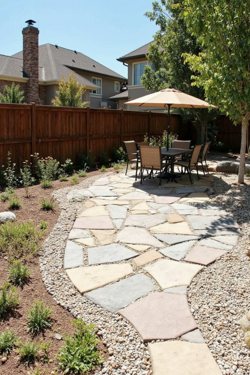 Flagstone and Pea Gravel Patio Example